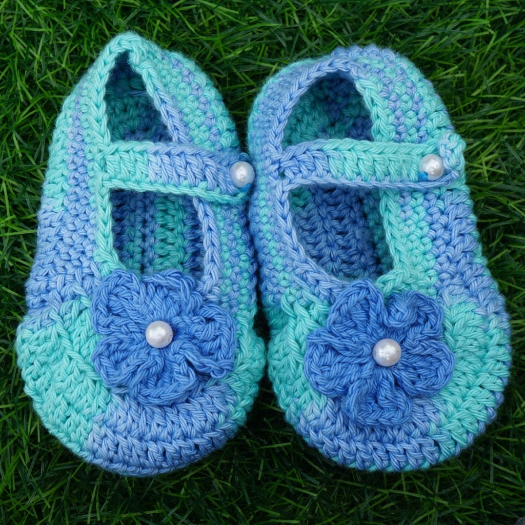 Baby Girl Crochet Frock (Blue & Green)