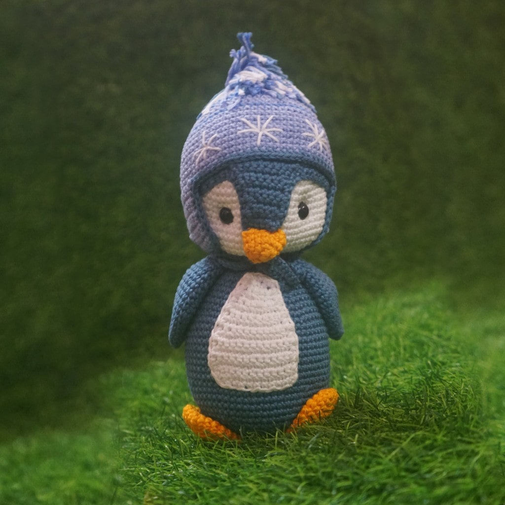 Crochet Penguin Toy with Winter Hat
