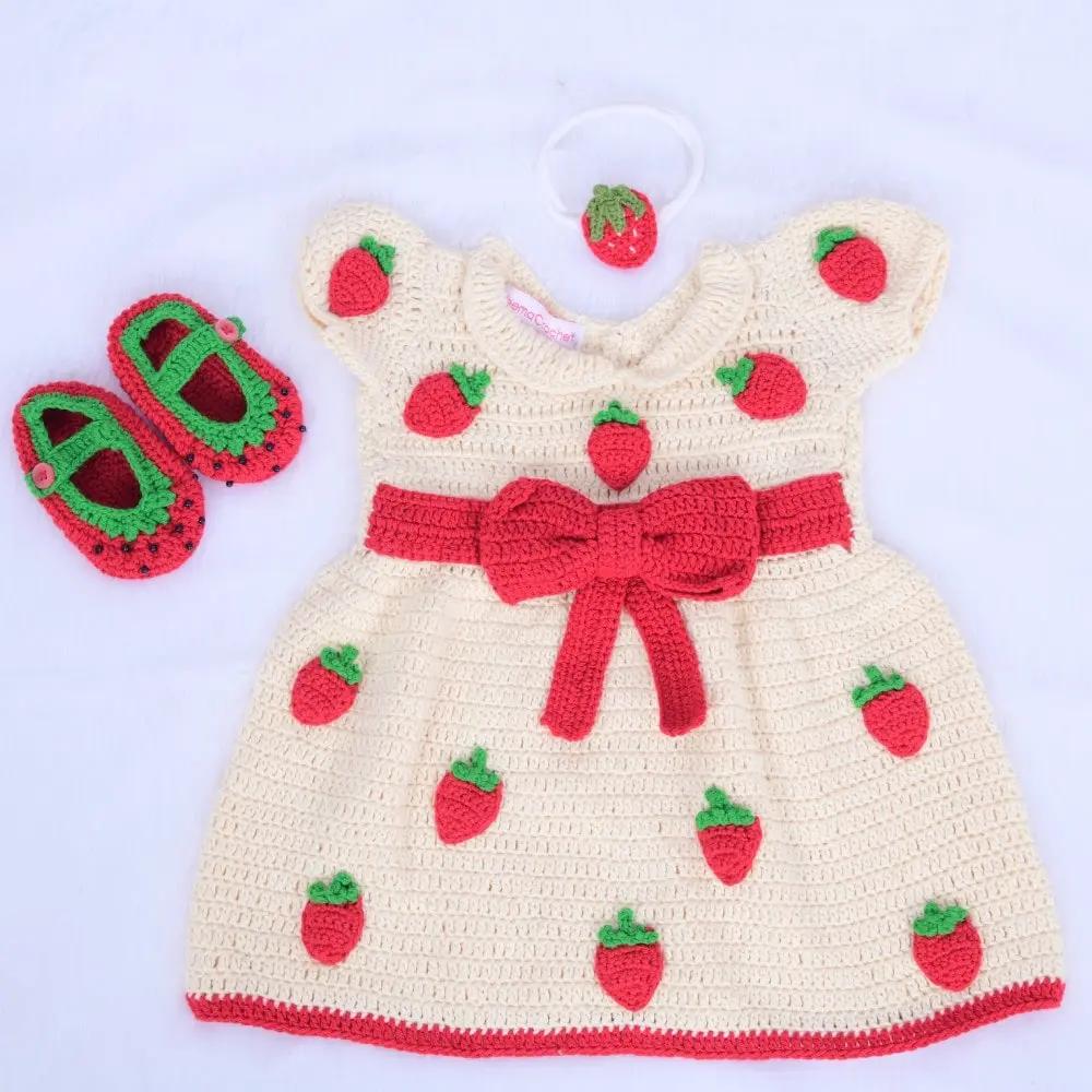 Strawberry Bow Crochet Set