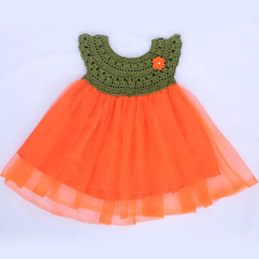 Citrus Bloom Tutu Set – close-up detail of crochet baby dress, Veema Crochet