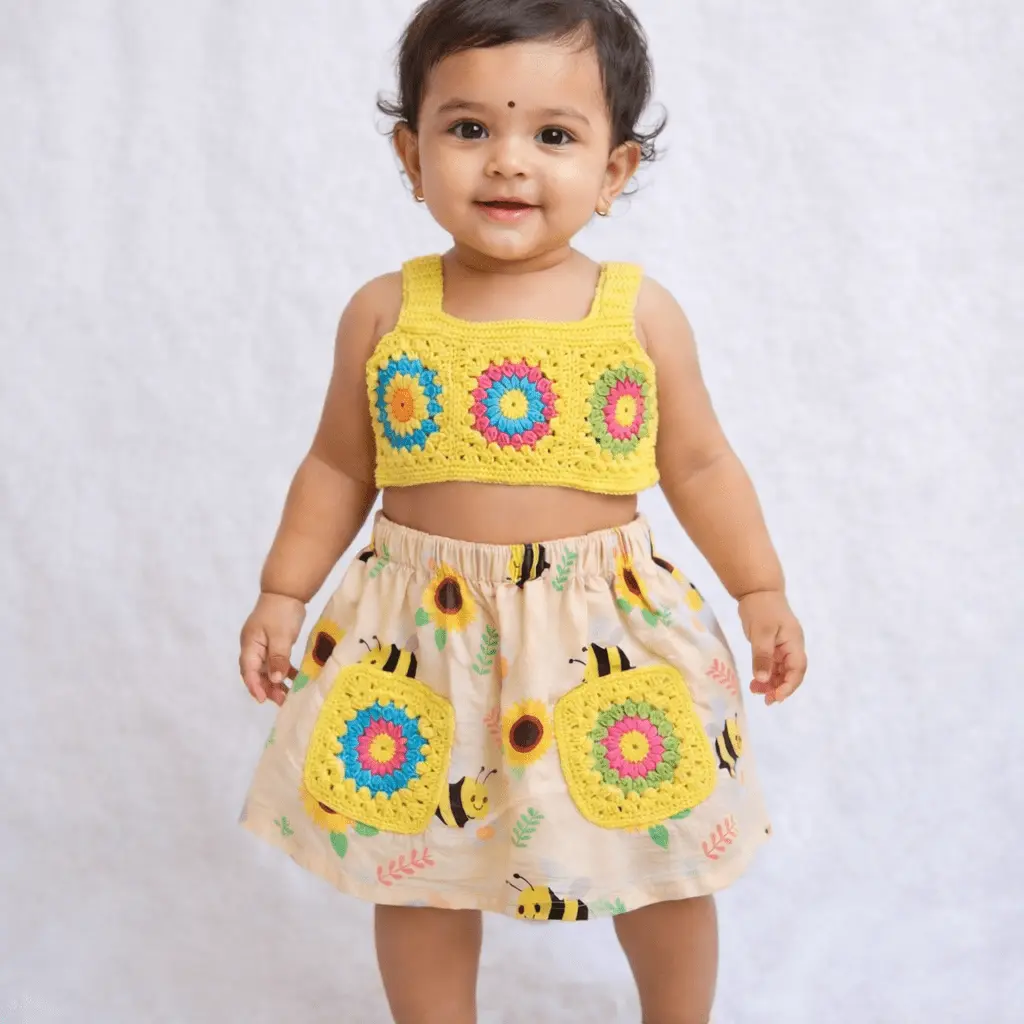 Sunbee Garden Crochet Set – handmade crochet baby outfit by Veema Crochet