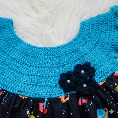 Mixed Cotton & Crochet Baby Dress – Soft, Comfortable & Stylish