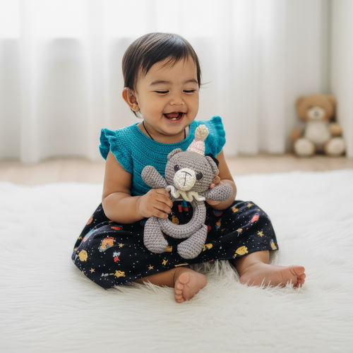 Mixed Cotton & Crochet Baby Dress – Soft, Comfortable & Stylish