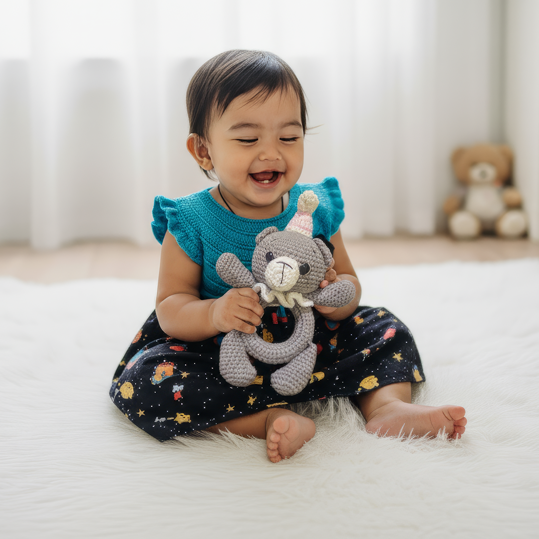 Mixed Cotton & Crochet Baby Dress – Soft, Comfortable & Stylish