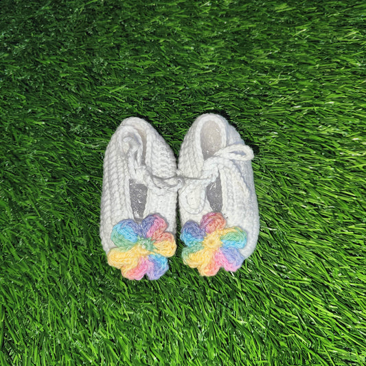 Rainbow Bloom Baby Booties