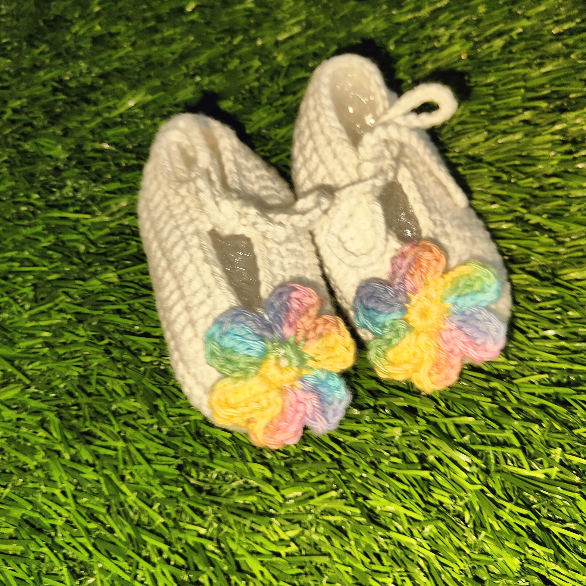 Rainbow Bloom Baby Booties