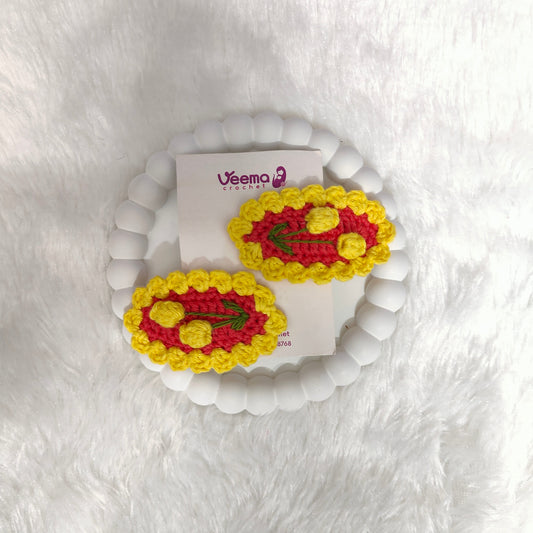 Rose Bloom Crochet Hair Clips