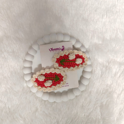 Strawberry Crochet Hair Clips