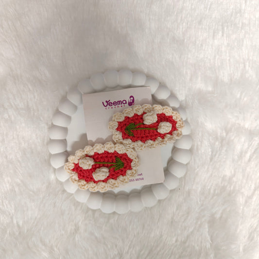 Strawberry Crochet Hair Clips