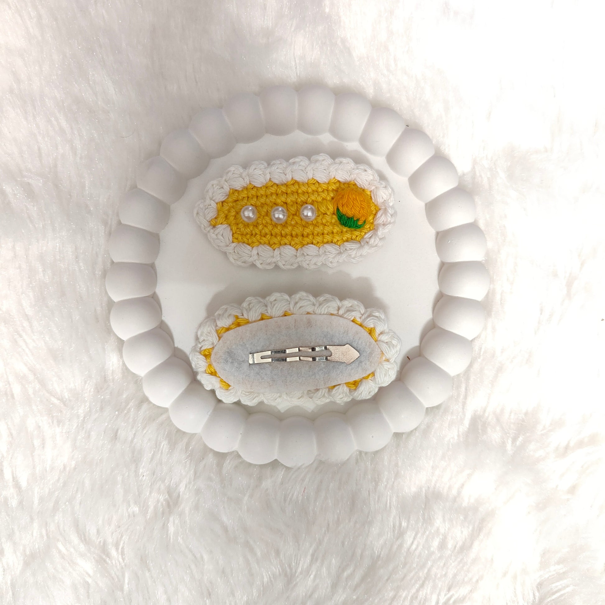 Pearl Bloom Crochet Hair Clips