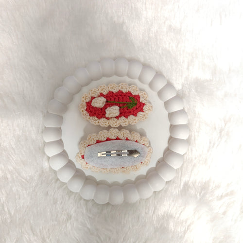 Strawberry Crochet Hair Clips
