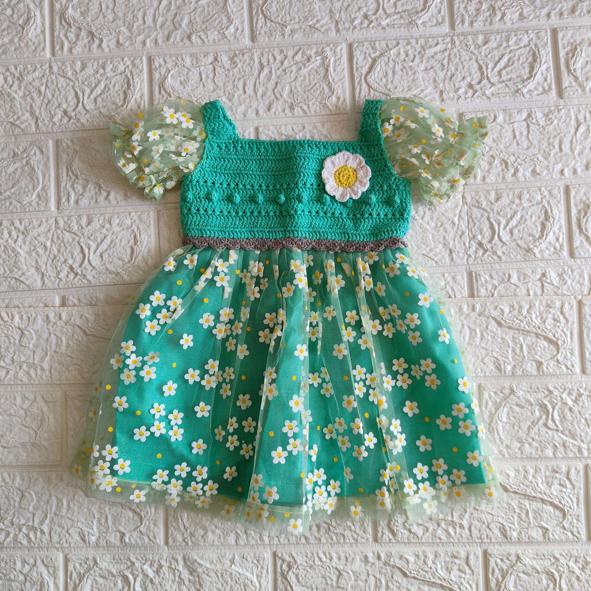 Daisynet-Green Crochet Dress