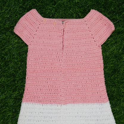 Pink Kitty Crochet Baby Dress Set