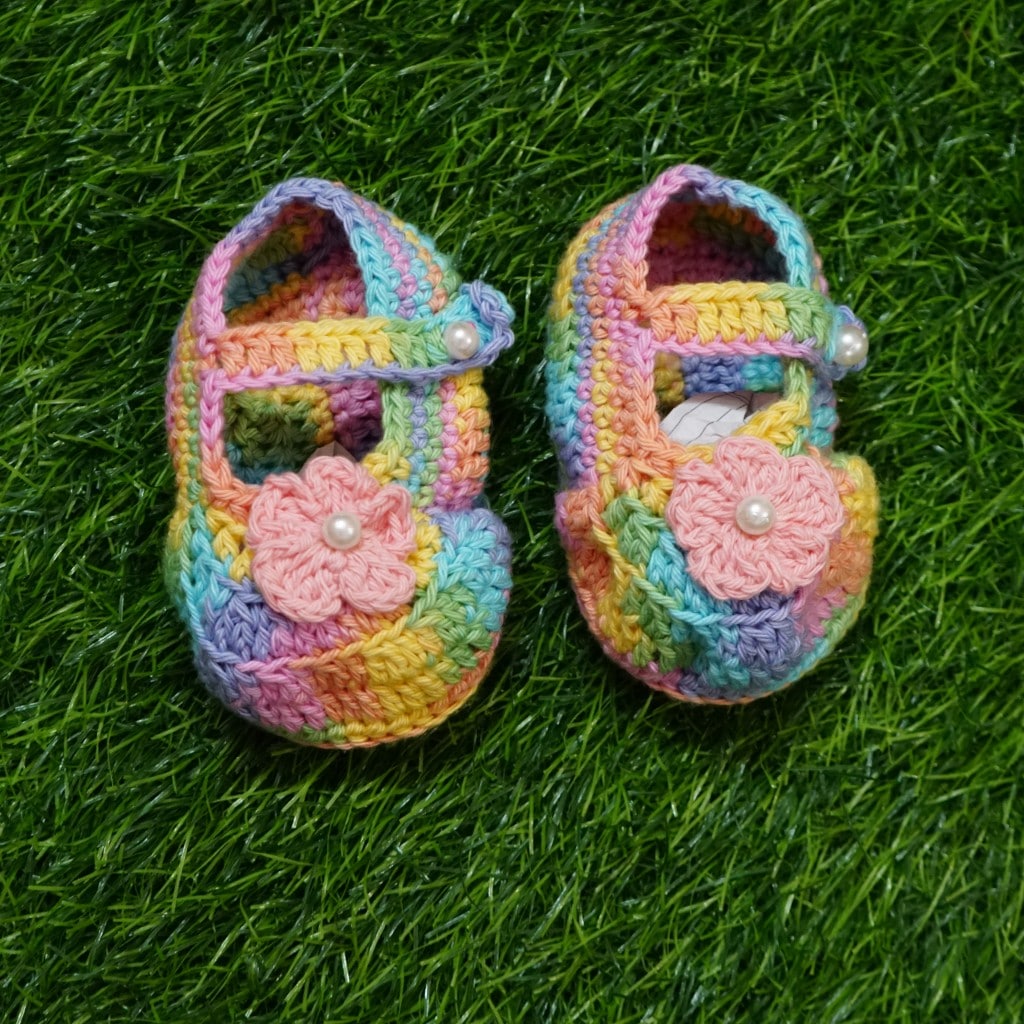 Crochet Rainbow Shell-Stitch Baby Outfit