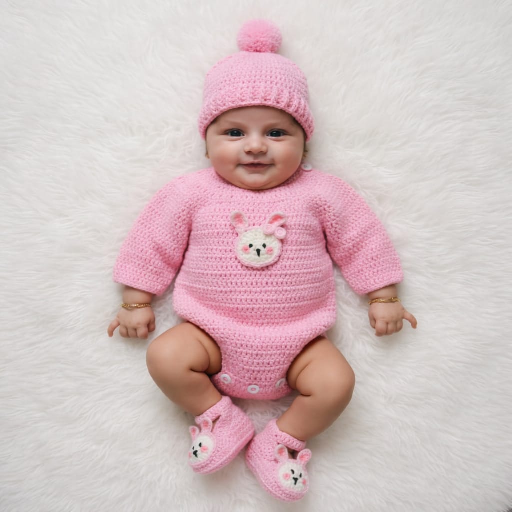 Full Handmade Crochet Baby Romber Set – Soft & Cozy for Newborns
