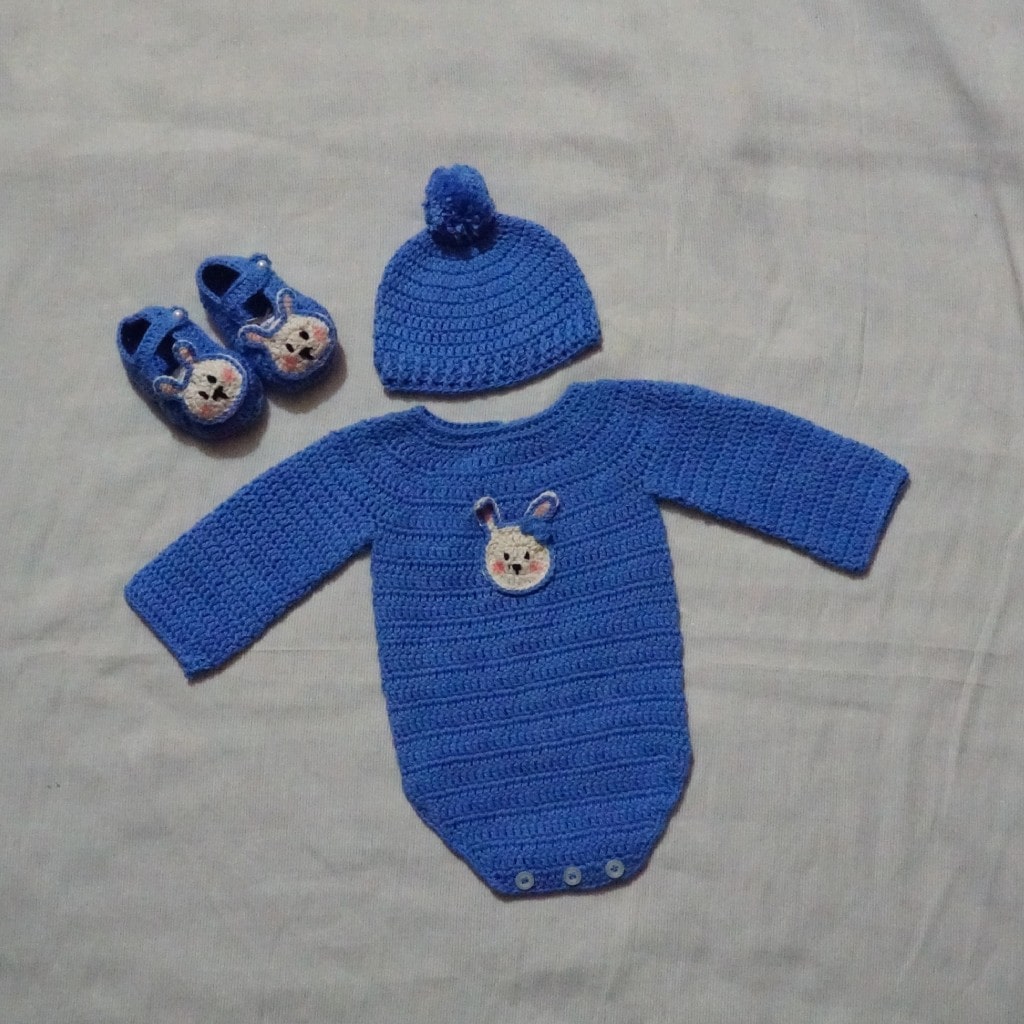 Full Handmade Crochet Baby Romber Set – Soft & Cozy for Newborns