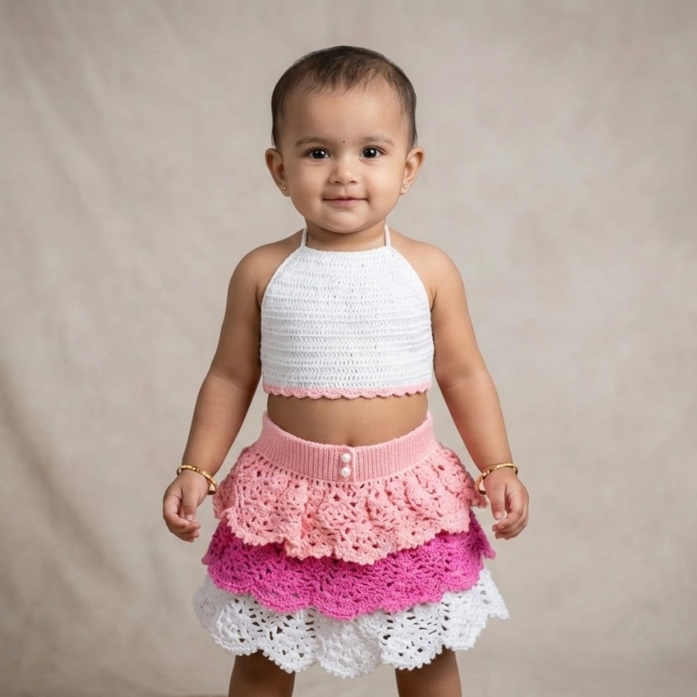 Rosy Ruffle Crochet Set