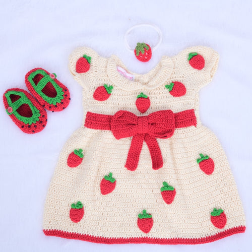 Strawberry Bow Crochet Set