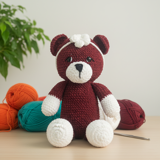 Handmade Crochet Bear Toy – Soft Plush for Kids & Babies
