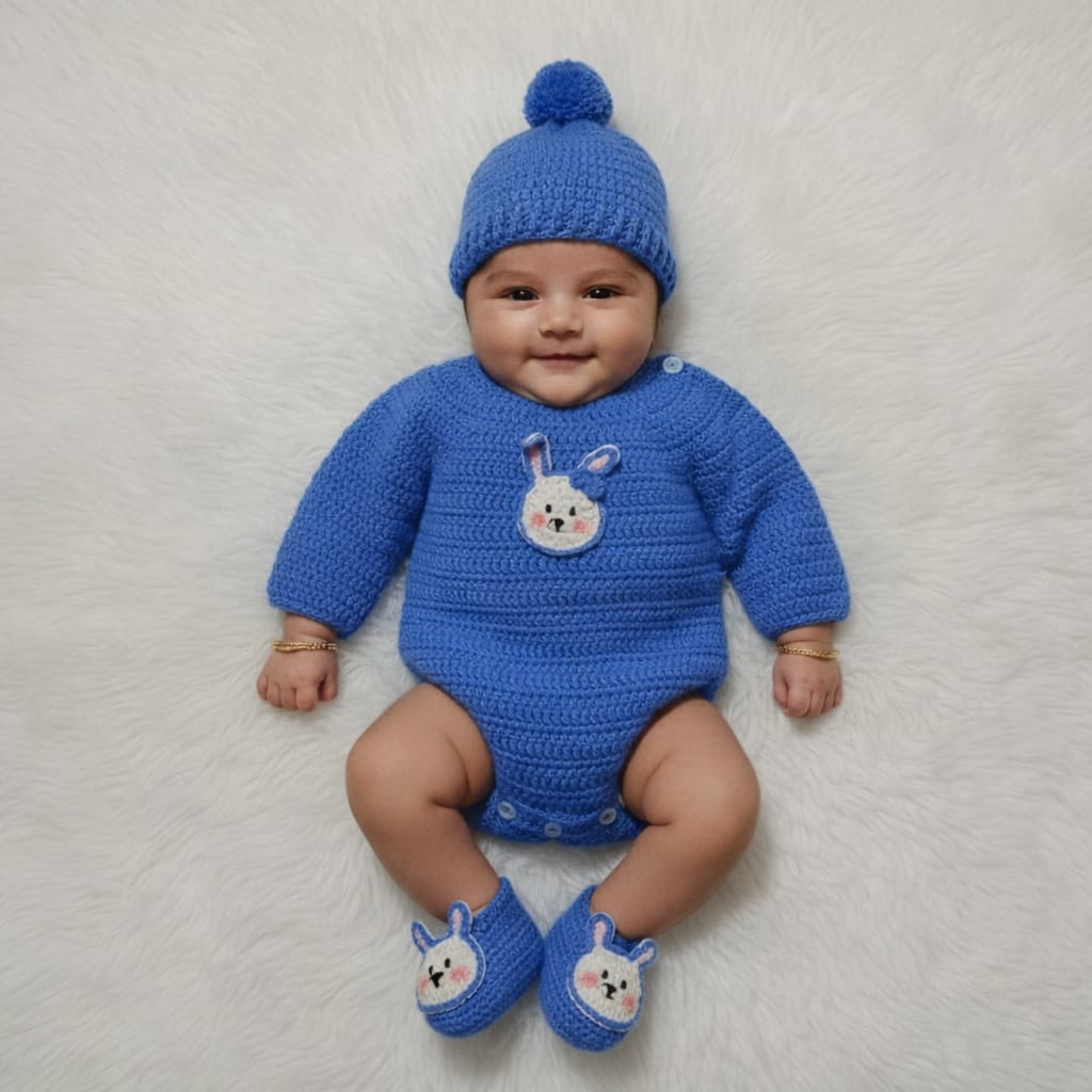 Full Handmade Crochet Baby Romber Set – Soft & Cozy for Newborns