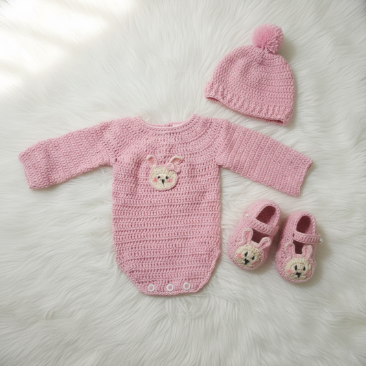 Full Handmade Crochet Baby Romber Set – Soft & Cozy for Newborns