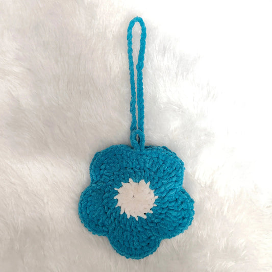 BloomLoop Crochet Bag Charm – close-up detail of crochet keychain, Veema Crochet