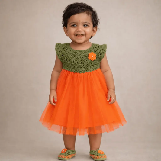 Citrus Bloom Tutu Set – handmade crochet baby dress by Veema Crochet