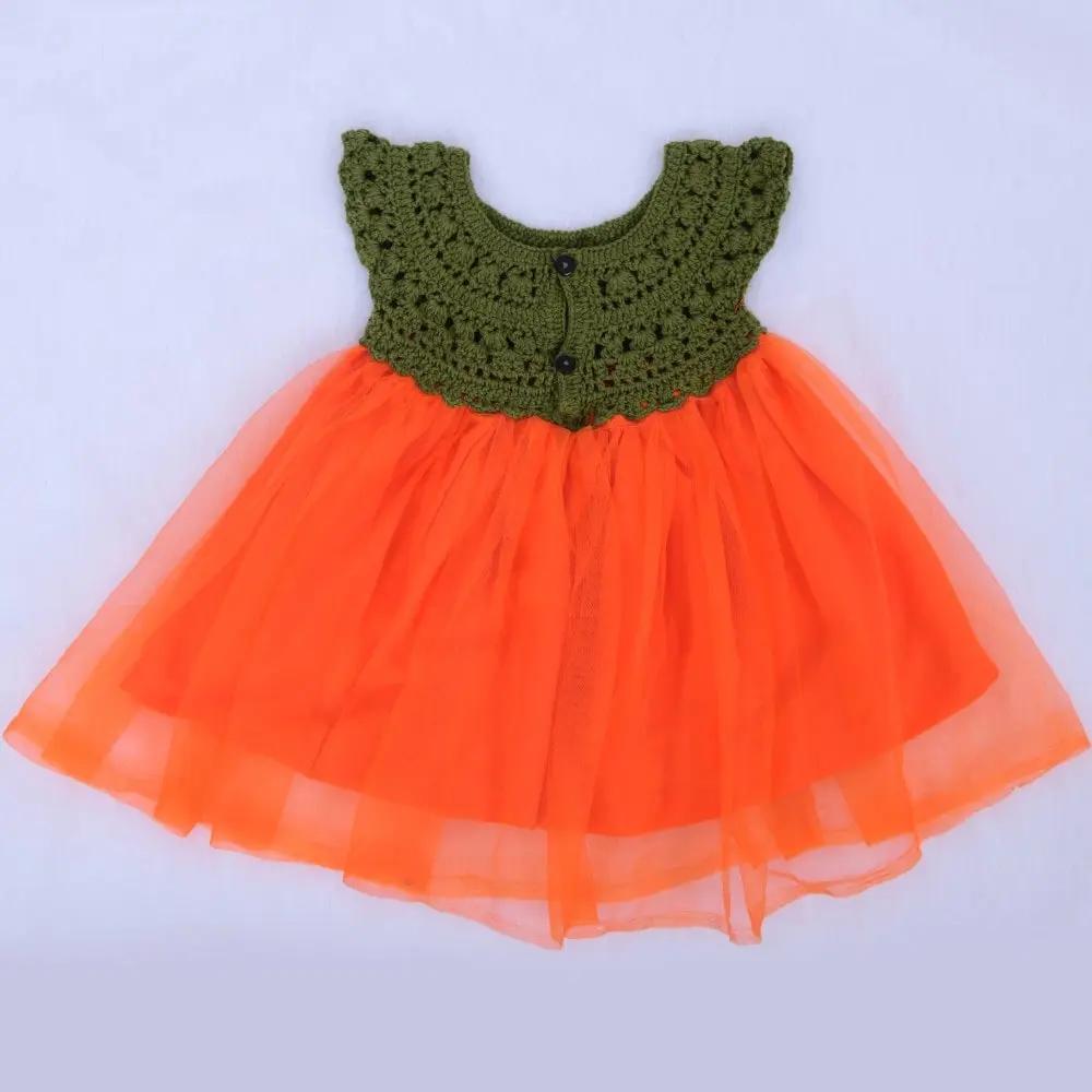 Citrus Bloom Tutu Set – alternate angle of handmade crochet baby dress, Veema Crochet