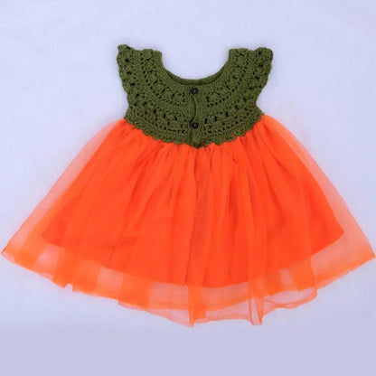 Citrus Bloom Tutu Set – alternate angle of handmade crochet baby dress, Veema Crochet
