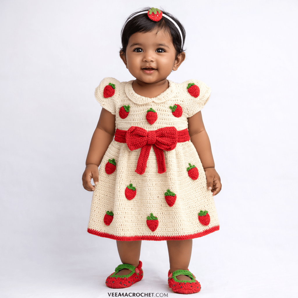 Strawberry Bow Crochet Set