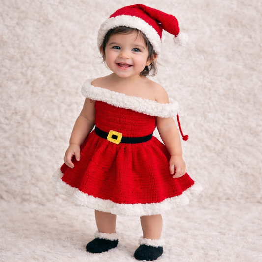 Christmas Santa Frock – Red & White Holiday Delight