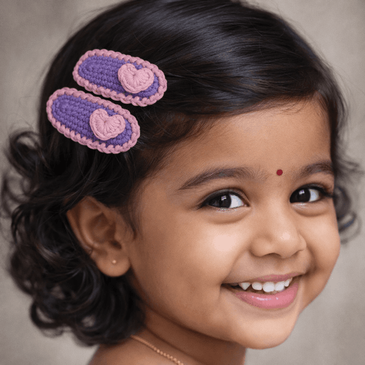 Heart Bloom Crochet Hair Clips