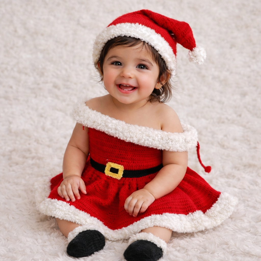 Christmas Santa Frock – Red & White Holiday Delight