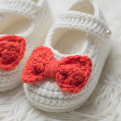 Handcrafted Crochet Baby Shoes – Soft & Cozy for Tiny Feet – close-up detail of crochet baby shoes, Veema Crochet