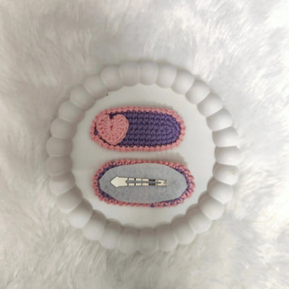 Heart Bloom Crochet Hair Clips – alternate angle of handmade crochet hair clip, Veema Crochet