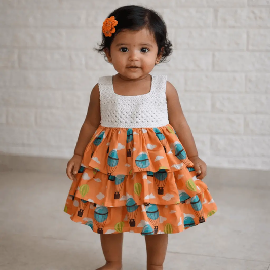 Parachute Crochet Frock – handmade crochet baby dress by Veema Crochet