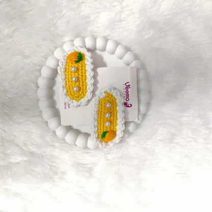 Pearl Bloom Crochet Hair Clips – close-up detail of crochet hair clip, Veema Crochet