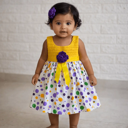 Polka Dot Crochet Dress – handmade crochet baby dress by Veema Crochet