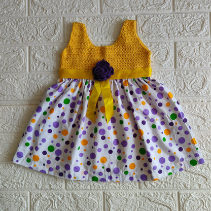 Polka Dot Crochet Dress – close-up detail of crochet baby dress, Veema Crochet