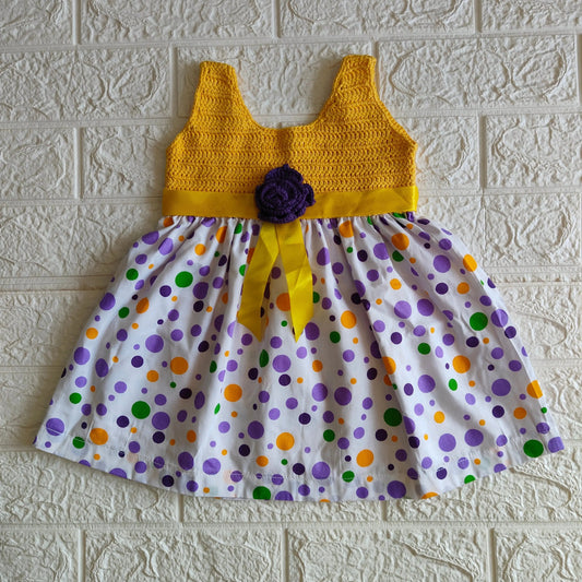 Polka Dot Crochet Dress – close-up detail of crochet baby dress, Veema Crochet