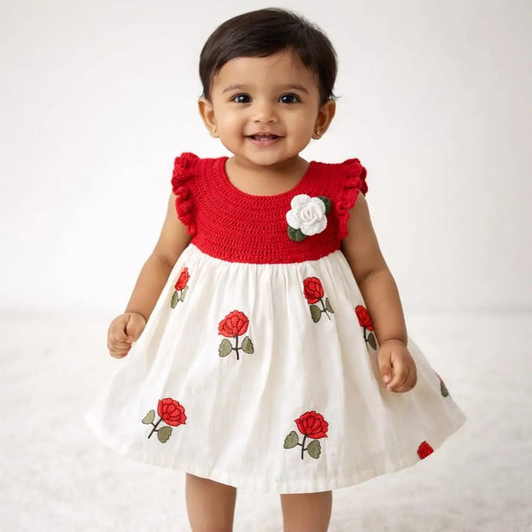 Red Crochet Frock – handmade crochet baby dress by Veema Crochet