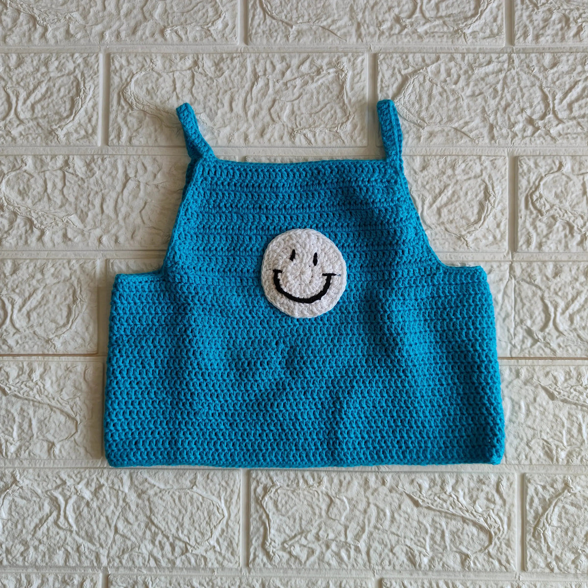 Smiley Crochet Pant & Top – styled view of crochet baby outfit, Veema Crochet