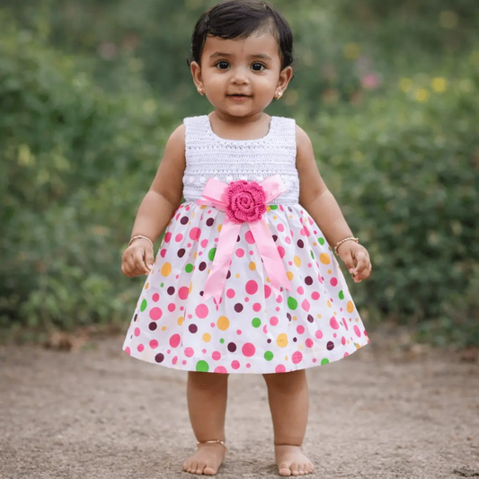 Sprinkle Joy Baby Frock – handmade crochet baby dress by Veema Crochet