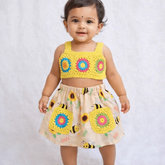 Sunbee Garden Crochet Set – handmade crochet baby outfit by Veema Crochet