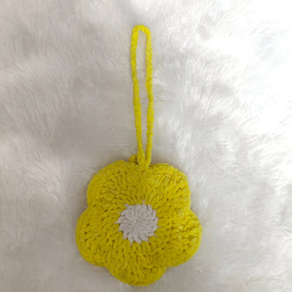 SunBloom Crochet Bag Charm – close-up detail of crochet keychain, Veema Crochet