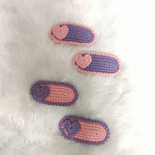 Sweetheart Crochet Hair Clips – close-up detail of crochet hair clip, Veema Crochet